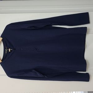 3/$40 navy blue men's Medium long sleeved half button up shirt